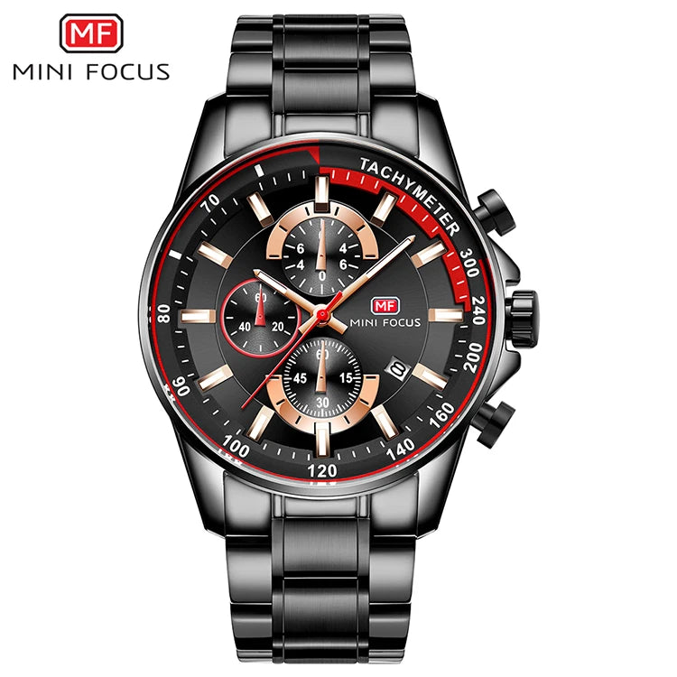 MINI FOCUS MF0218G Luxury Watch for Men Stainless Steel Quartz