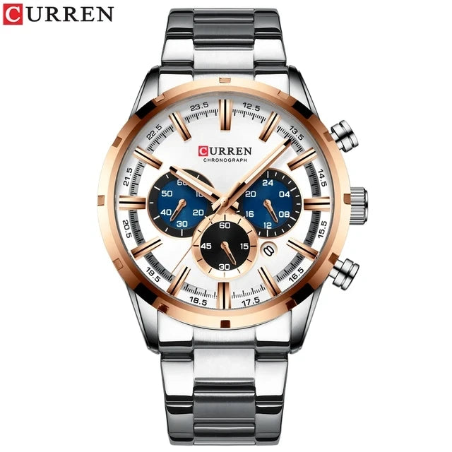 CURREN 8355 Watches Reloj Relogio Silver Dials Chronograph