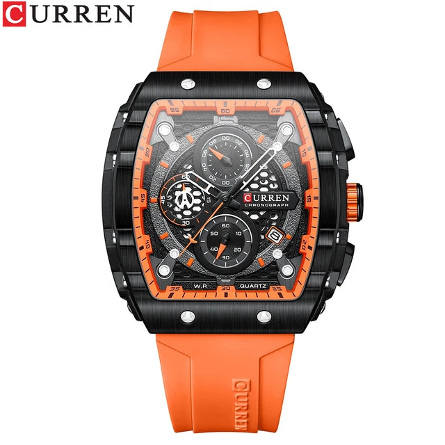 CURREN 8442 Sports Unique Rectangular Watches Large Dial Casual Quartz