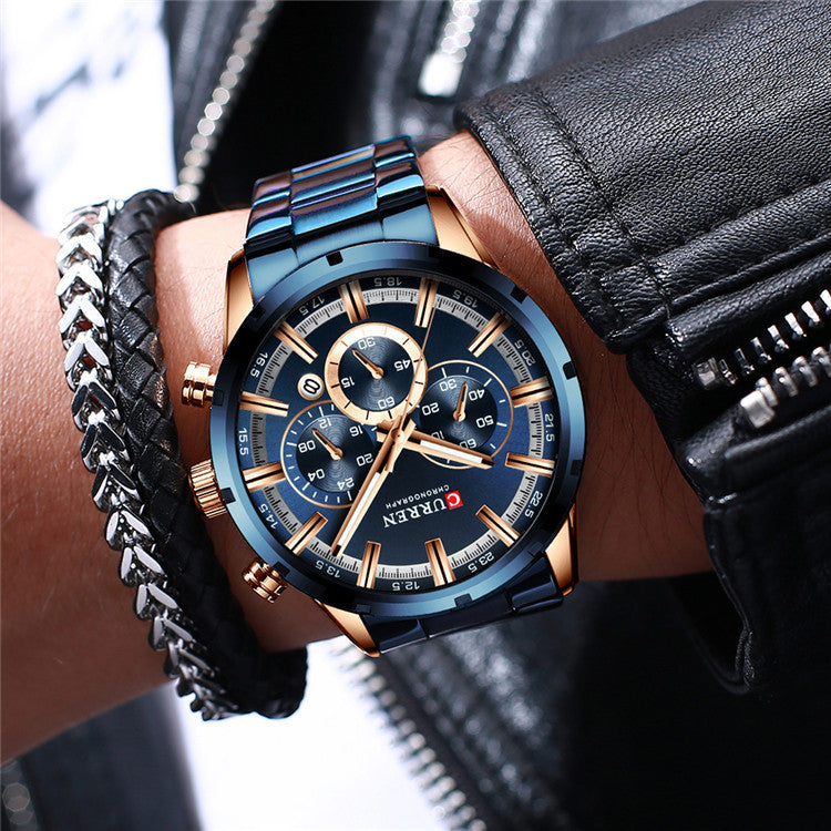 CURREN 8355 Watches Reloj Relogio Silver Dials Chronograph