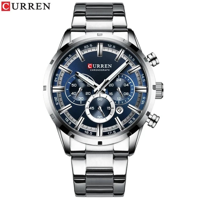 CURREN 8355 Watches Reloj Relogio Silver Dials Chronograph