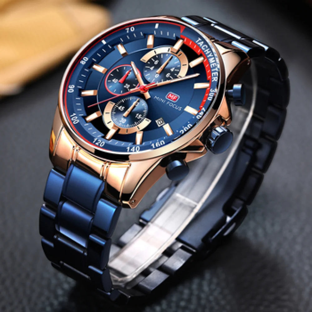 MINI FOCUS MF0218G Luxury Watch for Men Stainless Steel Quartz