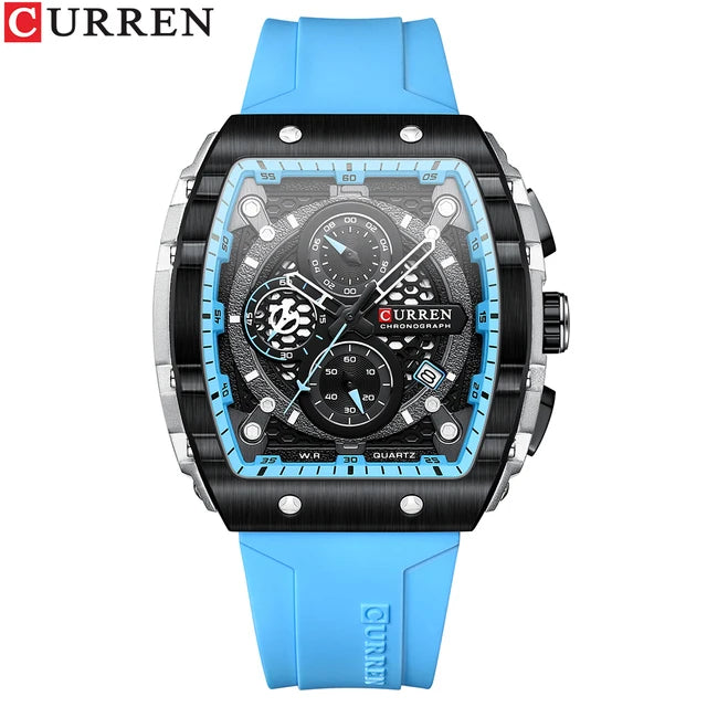 CURREN 8442 Sports Unique Rectangular Watches Large Dial Casual Quartz