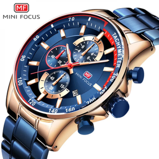 MINI FOCUS MF0218G Luxury Watch for Men Stainless Steel Quartz