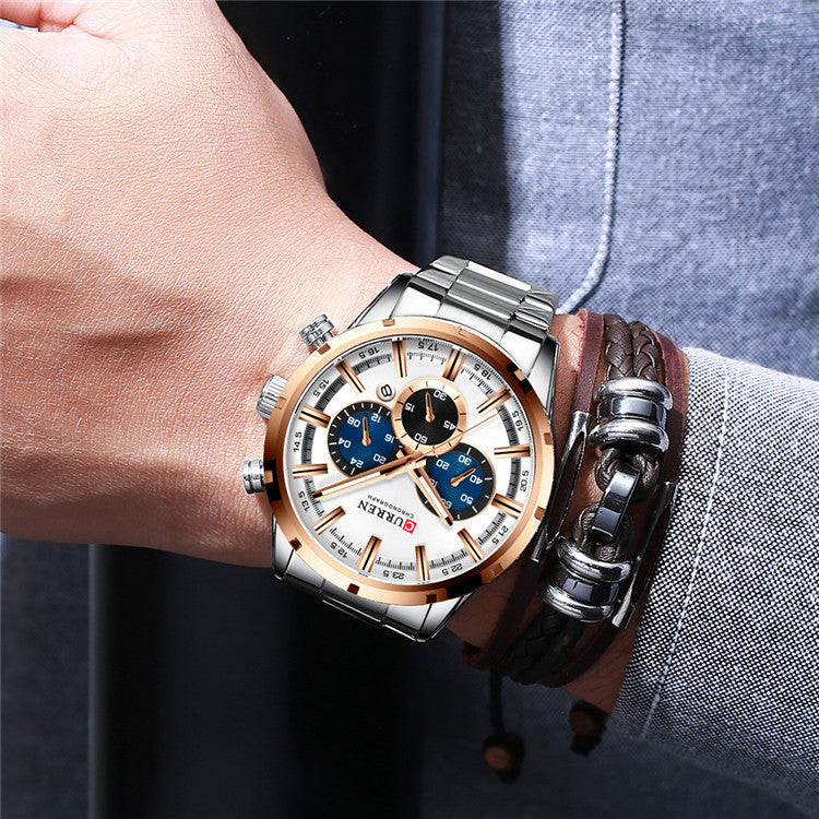 CURREN 8355 Watches Reloj Relogio Silver Dials Chronograph