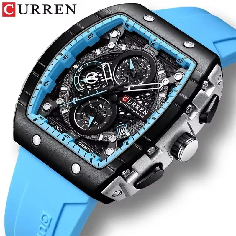 CURREN 8442 Sports Unique Rectangular Watches Large Dial Casual Quartz