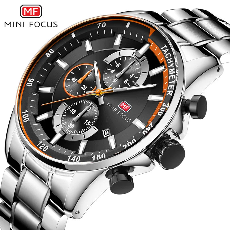 MINI FOCUS MF0218G Luxury Watch for Men Stainless Steel Quartz