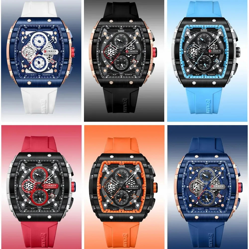 CURREN 8442 Sports Unique Rectangular Watches Large Dial Casual Quartz