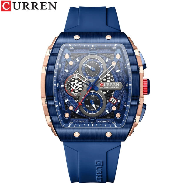CURREN 8442 Sports Unique Rectangular Watches Large Dial Casual Quartz