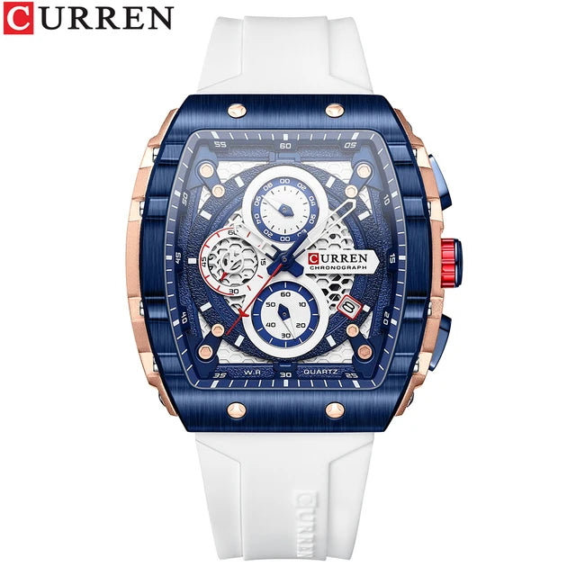 CURREN 8442 Sports Unique Rectangular Watches Large Dial Casual Quartz
