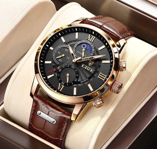 Lige 8932 Luxury Classic Male Waterproof Japan Quartz Movement Wrist Watch