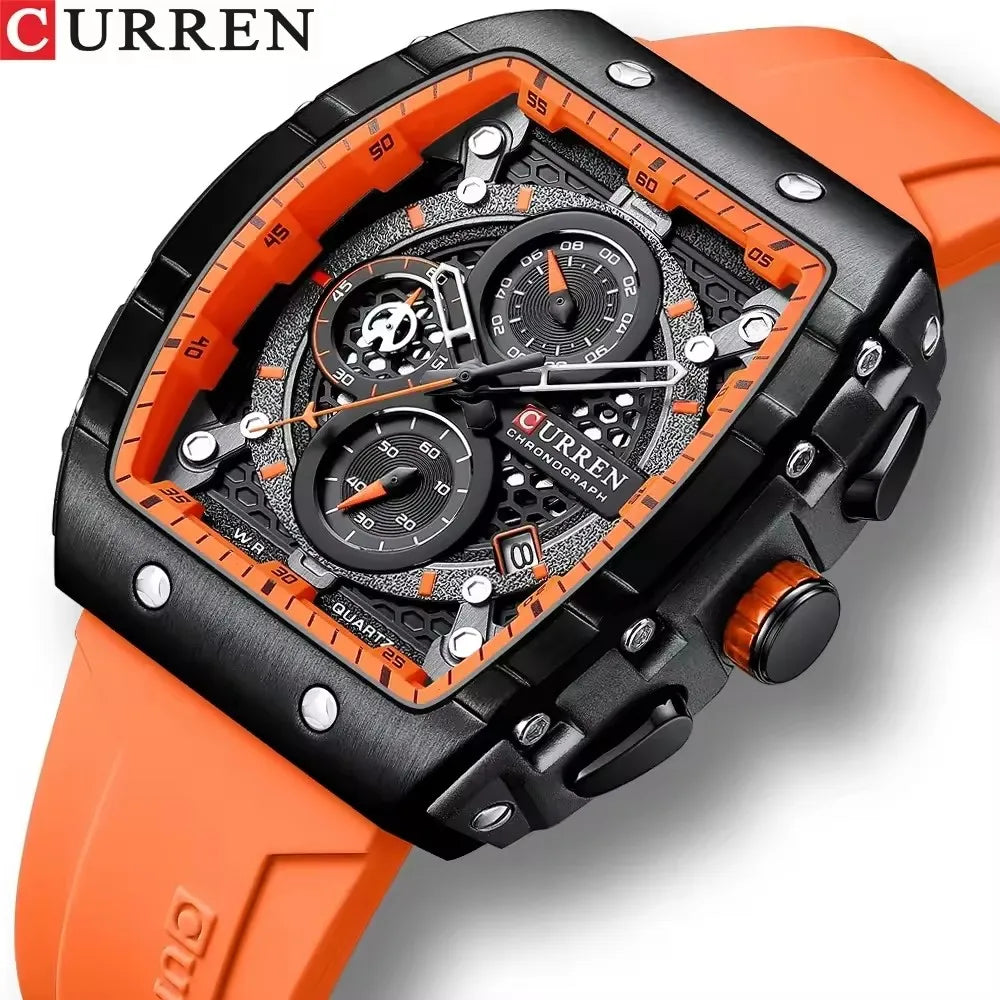 CURREN 8442 Sports Unique Rectangular Watches Large Dial Casual Quartz