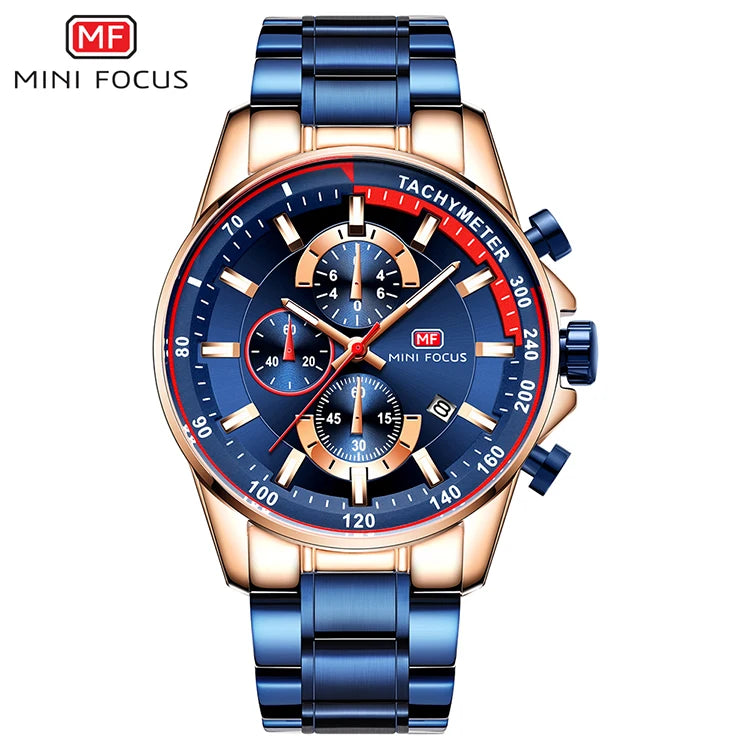 MINI FOCUS MF0218G Luxury Watch for Men Stainless Steel Quartz