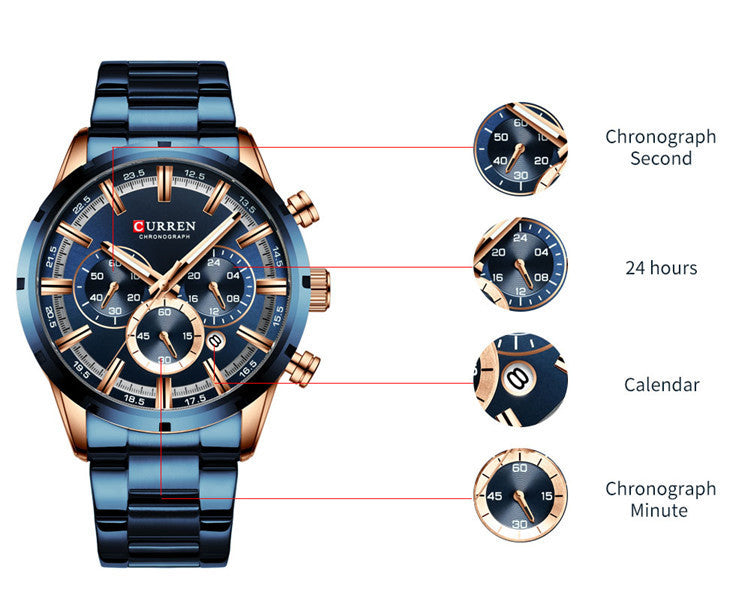 CURREN 8355 Watches Reloj Relogio Silver Dials Chronograph
