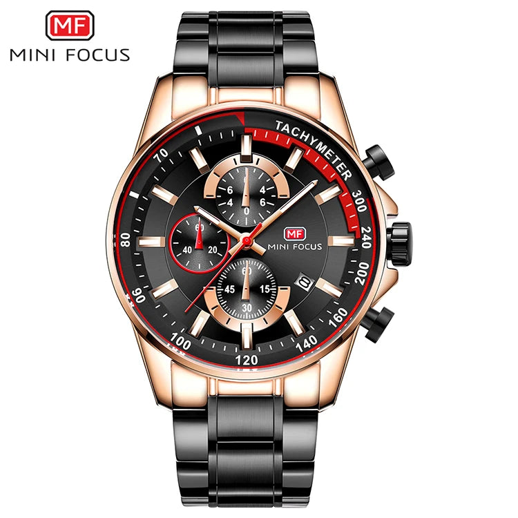 MINI FOCUS MF0218G Luxury Watch for Men Stainless Steel Quartz
