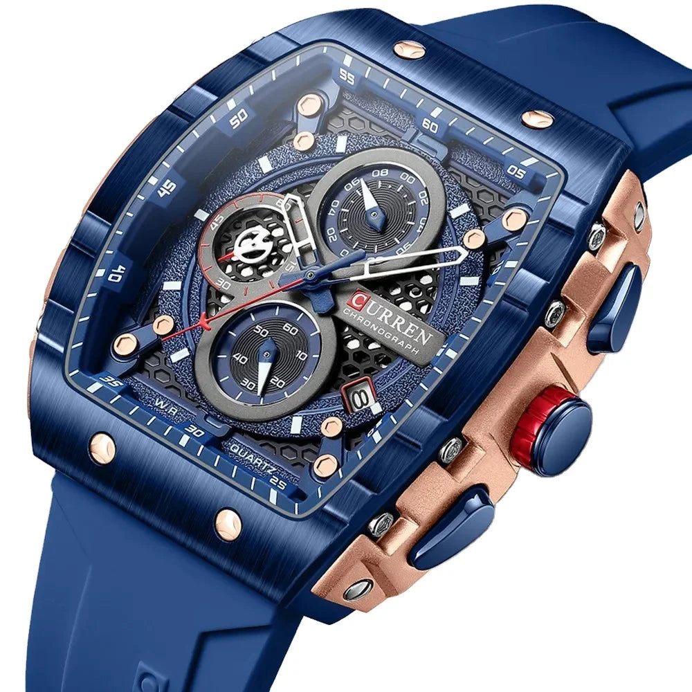 CURREN 8442 Sports Unique Rectangular Watches Large Dial Casual Quartz