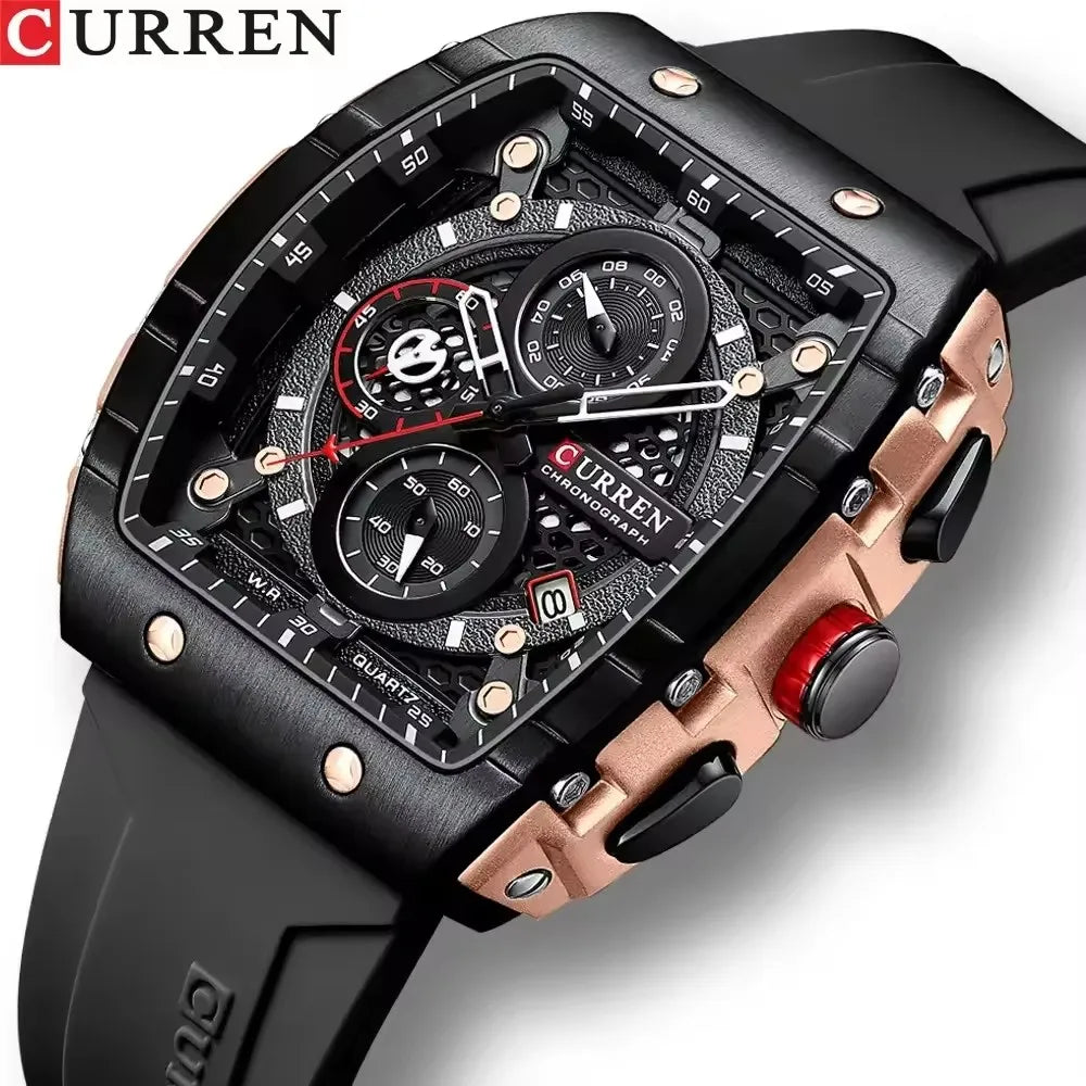 CURREN 8442 Sports Unique Rectangular Watches Large Dial Casual Quartz