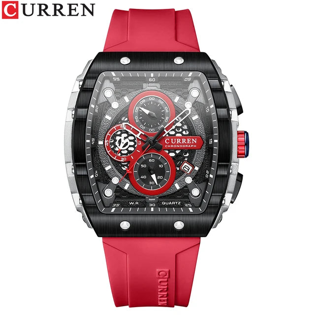 CURREN 8442 Sports Unique Rectangular Watches Large Dial Casual Quartz